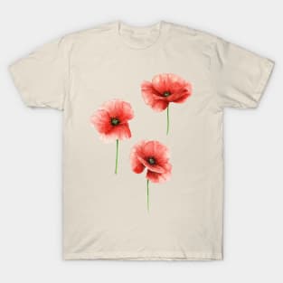 Red Poppies Pattern T-Shirt